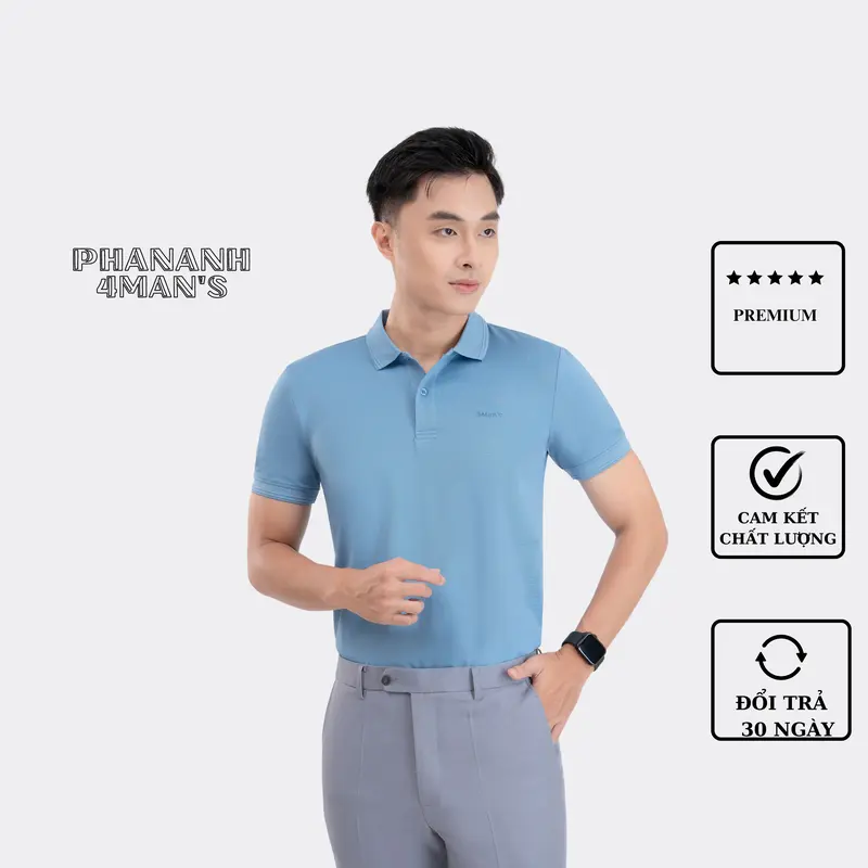 Áo polo Nam Cotton Trơn màu Đen Chất Cotton, Thấm Hút mồ hôi,thoáng mát - Thương Hiệu Phananh.4man's Menswear Shirt Ngắn Tay 2