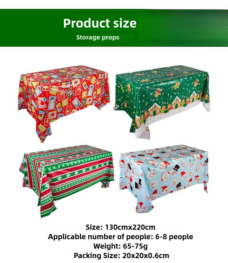 Product Introduction of Christmas Tablecloth Disposable Plastic Rectangle Xmas Picnic Table Cover Christmas Pattern Printed Dining Table Cloth for Xmas Kitchen Decorations Holiday Party 0