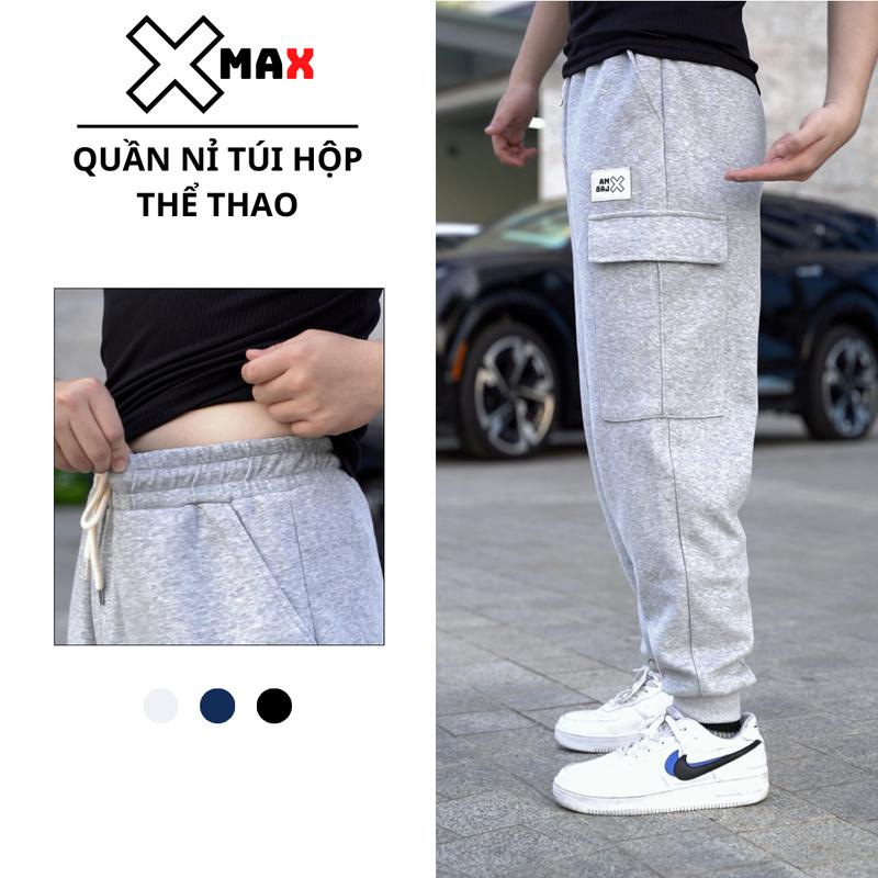  Quần jogger nỉ túi hộp nam vải nỉ 2 da form rộng XMAX bo gấu phong cách thể thao Hàn Quốc B140 Sport 