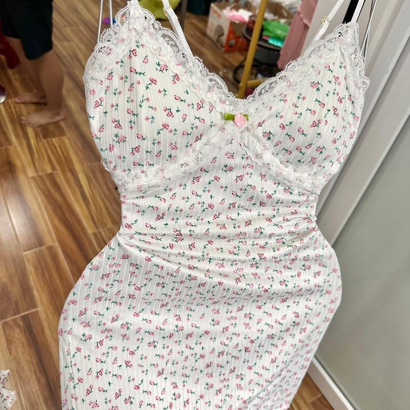 DEAL MỞ BÁN[B11] bộ đồ ngủ 2 dây hoa nhí mùa hè, váy ôm body có đệm, bộ ngủ mặc nhà croptop dễ thương dành cho nữ 5