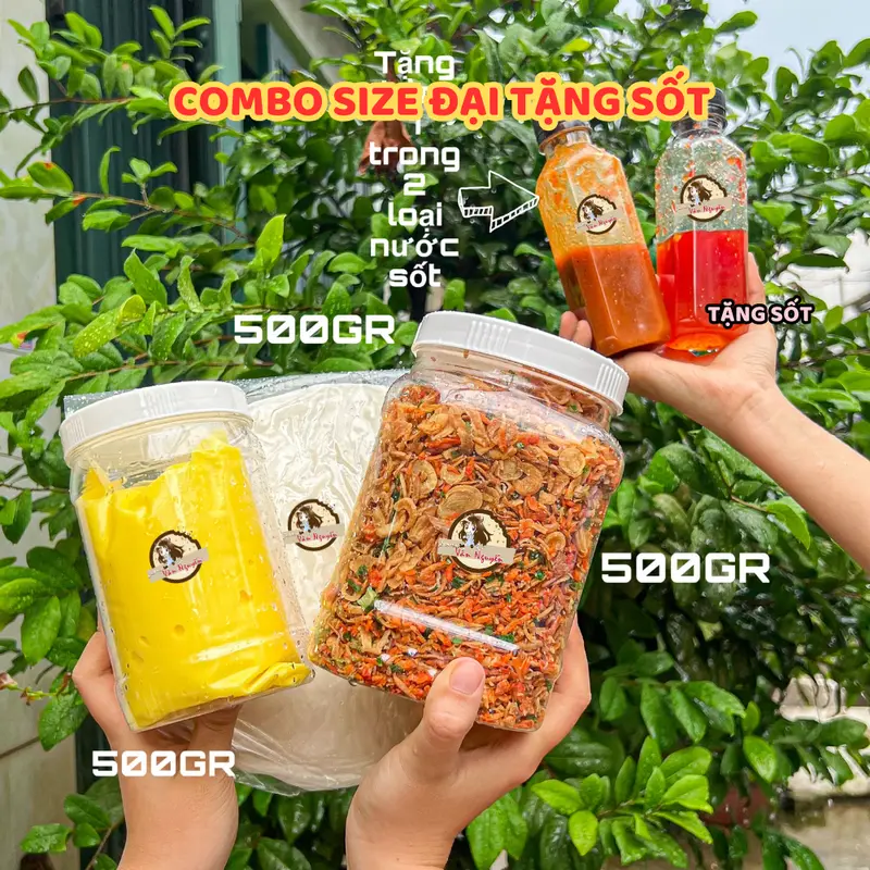 Combo SIZE ĐẠI TẶNG SỐT, TẶNG QUÀ bánh tráng phơi sương 500gr, muối tép hành phi 500gr, bơ 500gr. Bánh tráng Vân Nguyễn Gia Vị 4