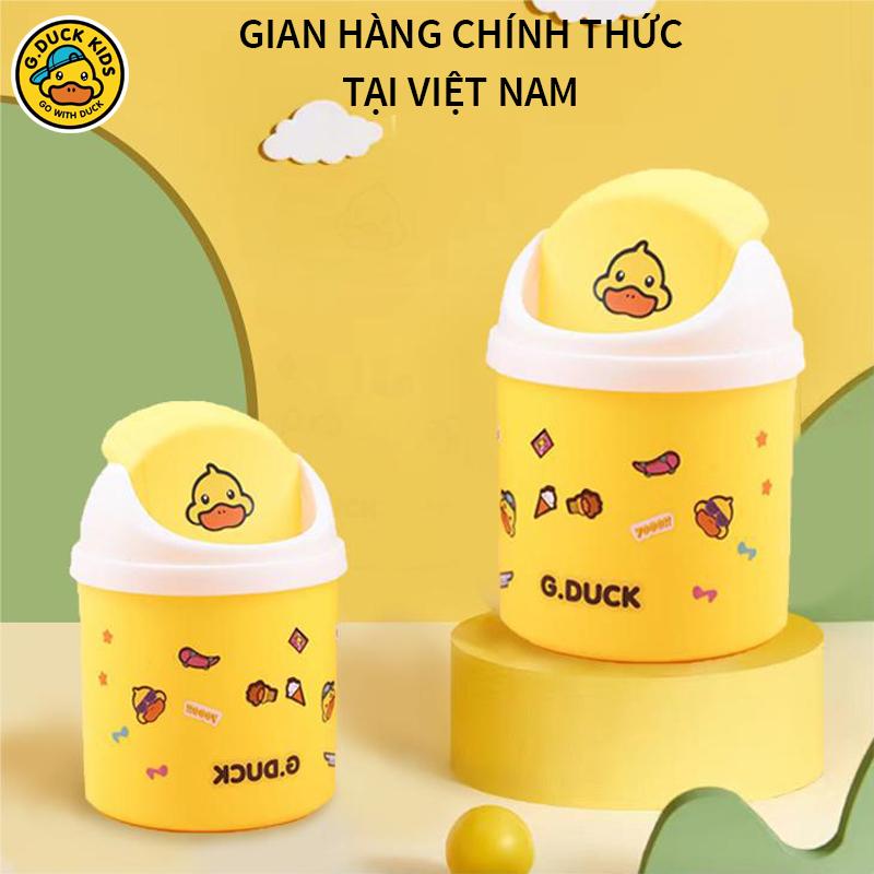 Thùng Rác Mini Cá Nhân 1.5 Lít Tiện Lợi Để Bàn Học Bàn Làm Việc Văn Phòng Dán Sticker Thương Hiệu G.Duck Kids 1