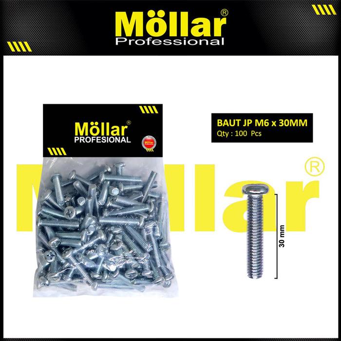 Gambar MOLLAR 93-123 Baut JP 6 x 30 Machine Screw 6x30 Obeng Plus - 100 pcs - 93-123 dari Mollar Kota Cirebon Tokopedia