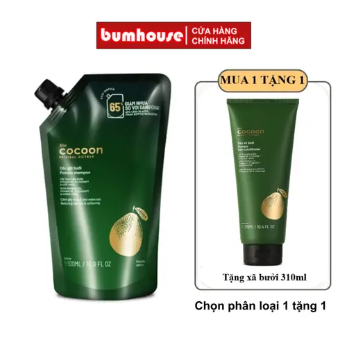 Túi Refill - Dầu gội bưởi Cocoon giúp giảm gãy rụng và làm mềm tóc 500ml