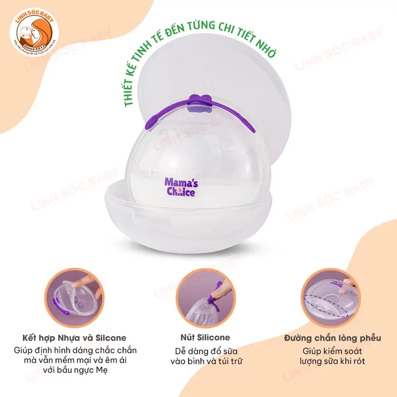 Hộp 2 Phễu hứng sữa silicon chống tràn Mama's Choice, an toàn tiện lợi dùng thay miếng lót thấm sữa 4