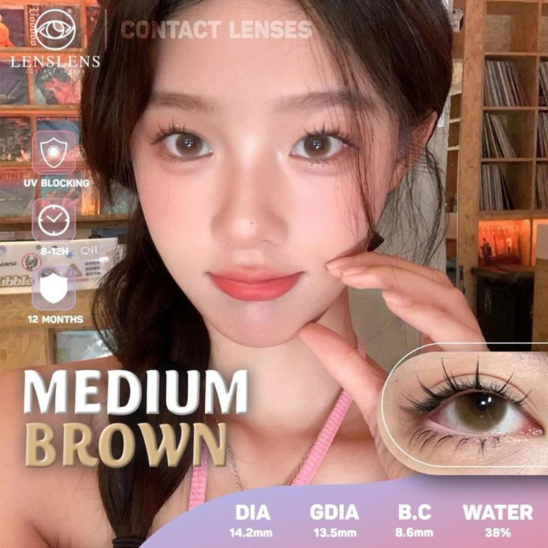 Lens Mắt Kính Áp Tròng Nâu Pha Màu Tự Nhiên Medium Brown 14.2