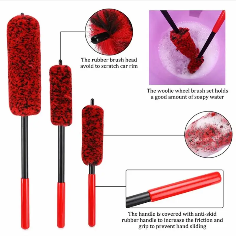 Car Wheel Cleaning Brush, Soft Wheel Detailing Brush, Professional Car Wheel Cleaning Tool for Car Washing & Maintenance 6