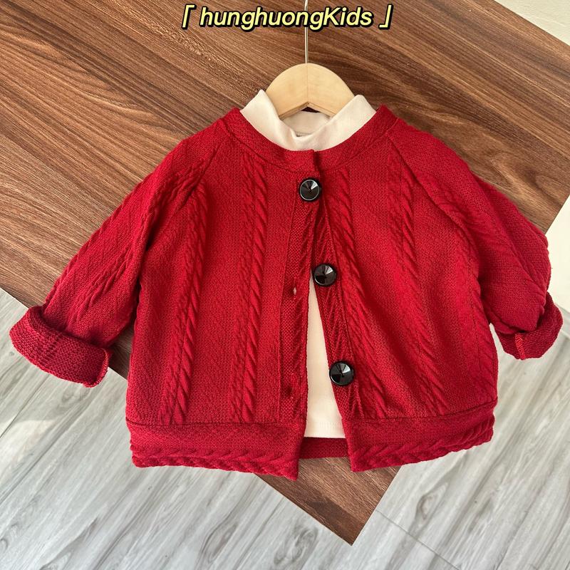 [ Hùng Hường Kids ] Áo Cardigan Cho Bé Gái & Bé Trai Áo Khoác Len Vặn Thừng Noel Tết Dành Cho Bé Size Từ 6-25kg (Không Kèm Áo Giữ Nhiệt)