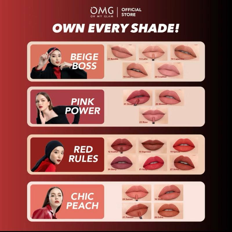 Najmio OMG OH MY GLAM Mattelast Lip Cream 2.9 g - Lip Cream Matte Dengan Warna Intense, Tahan Lama & Ringan 3