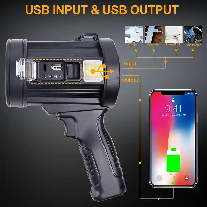 Rechargeable Flashlight, Handheld Hunting Flashlight with COB Light, Lightweight & Bright LED for Boating, Camping, Hunting 6