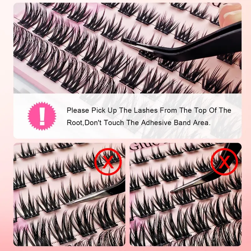 Self Adhesive False Eyelash, Natural Look Fake Eyelash for Extensions, Eye Makeup Product, Professional Eye Makeup Accessories, Cosmetic, False Eyelashes Set, Eyelash Extension Kit, DIY Eyelash Extensions, DIY Eyelash Clusters, Individual Eyelash Bundles 7