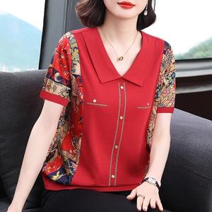 2025 Peter Pan Collar Short Sleeve T-shirt Women Plus Size Loose and Thin Showing Slim Ladies Lapel Tops