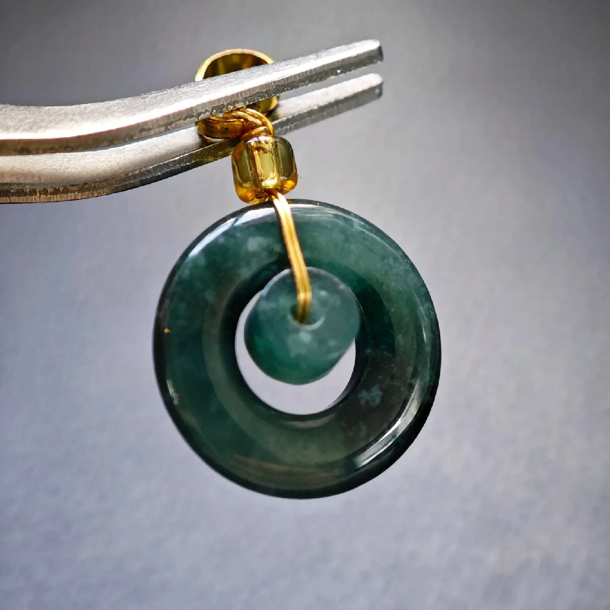 จี้หยกกัวเตฯ โดนัทบลู 15มิล หยกแท้ jadeite type a