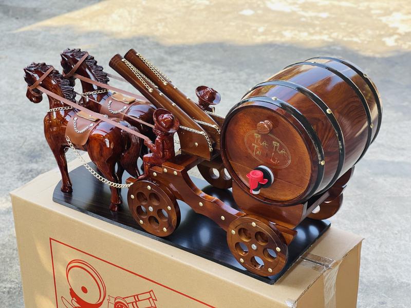 Ngựa Đôi 2 Pháo Kéo Trống Gỗ Trang Trí thu hút phong thủy 5