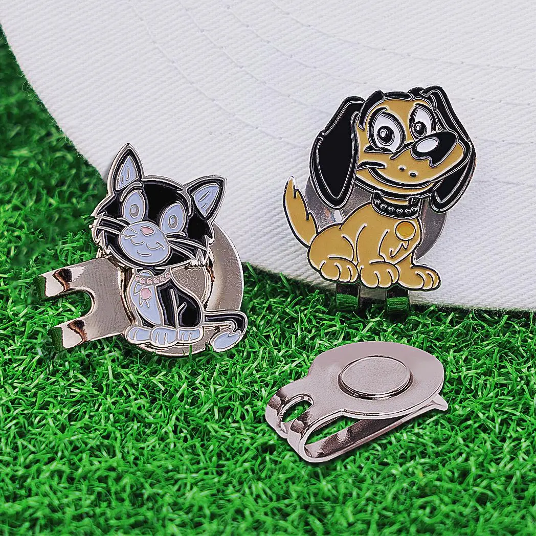 Cute Dog & Cat Design Golf Hat Clip, 1 Count Magnetic Ball Marker, Fashionable Accessory for Golf Caps, Golf Accessories for Men & Women