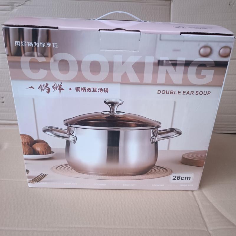 Extra-Thick Stainless Steel Round Soup Pot with Lid and Dual Wooden Handles for Heat Resistance 6