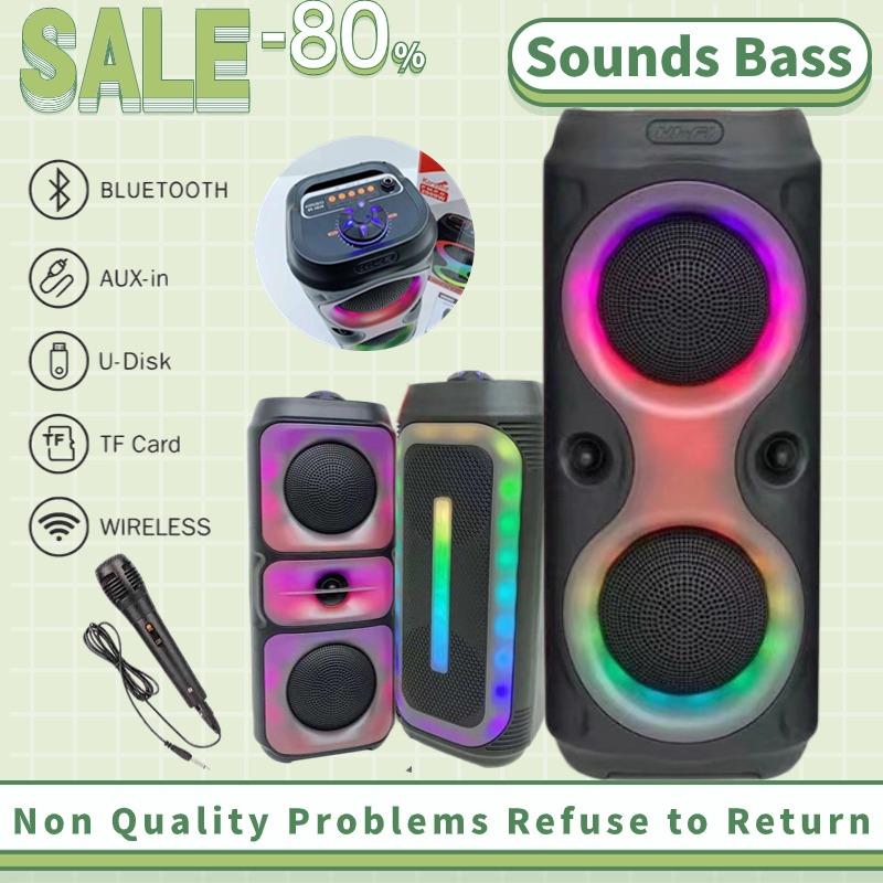 With Microphone Speaker RGB Flame Lights Karaoke Bluetooth Speaker ...