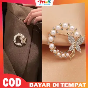 MALL - Bros Cantik Wanita Hijab Baju Dagu Bross Mutiara Gaya Perempuan Fashion Korea BRS04 Hiasan Plastik Clips