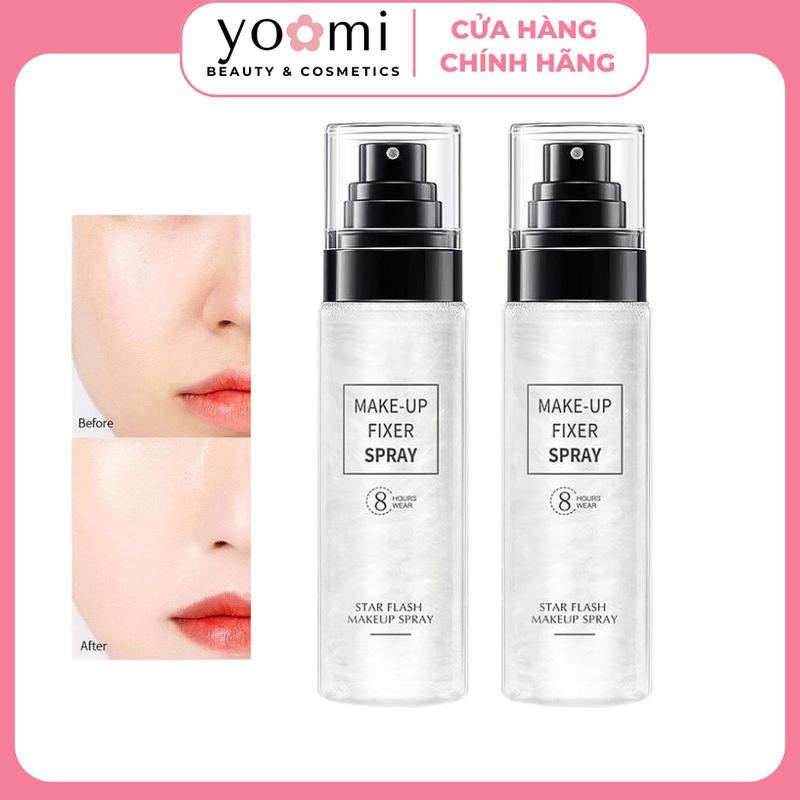  Xịt Khóa Nền Khóa Lớp Trang Điểm HUNMUI Có Nhũ Dưỡng Ẩm Bắt Sáng MakeUp FixerSpray Giúp Giữ Lớp Nền Trong Vòng 12 Tiếng Yoomi Cosmetic Mỹ Phẩm Nữ xịt khoá nền  nén xit  khoang diem 