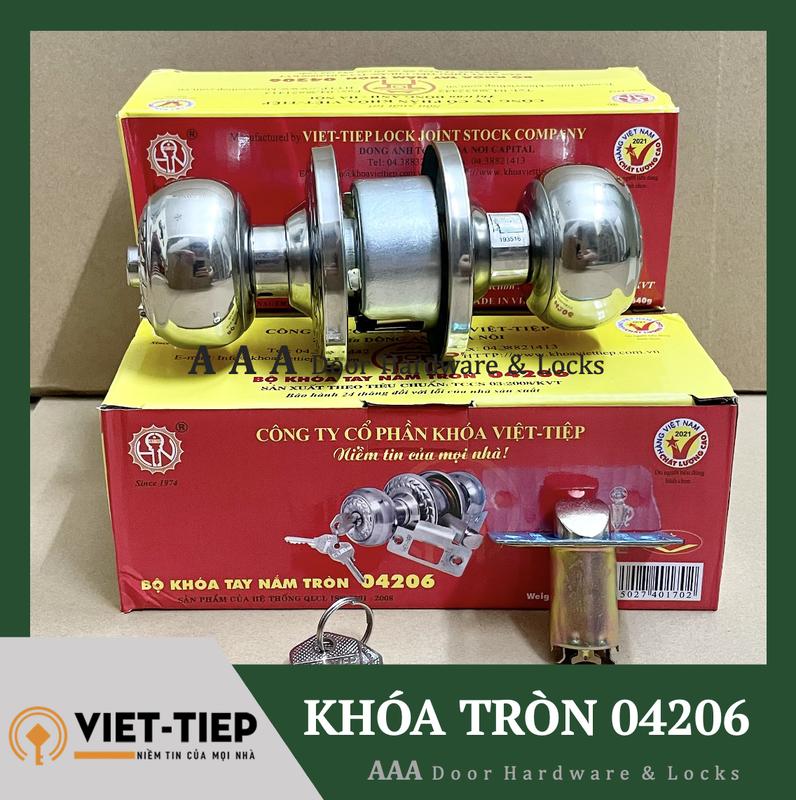 Bộ ổ khóa cửa tay nắm tròn Việt Tiệp đóng hộp