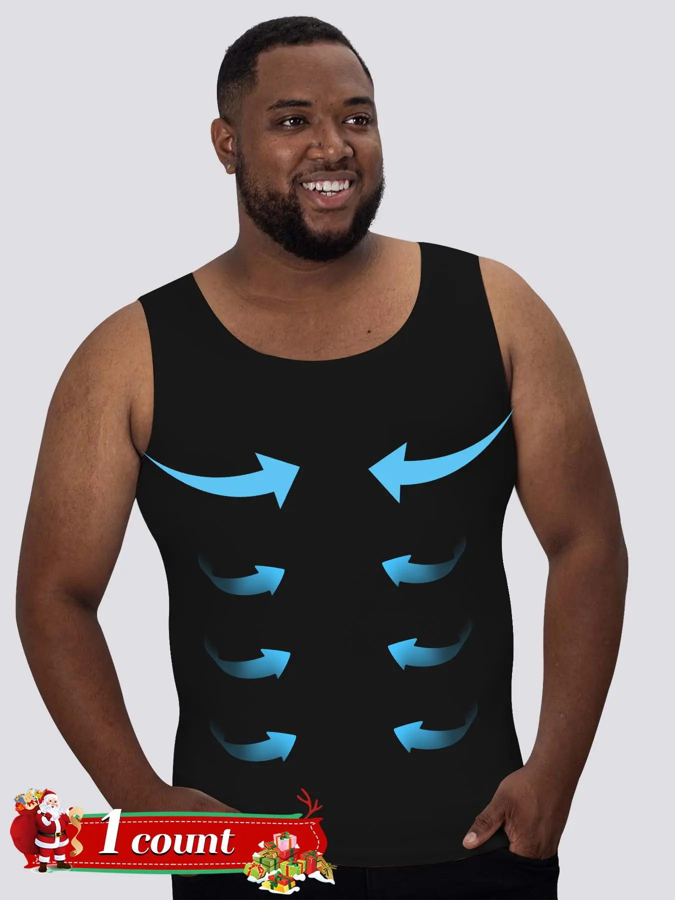 Men's Solid Color Compression Shapewear Tank Top, High Stretch Tummy Control Shaper, Tummy Tuck Shapewear for Men