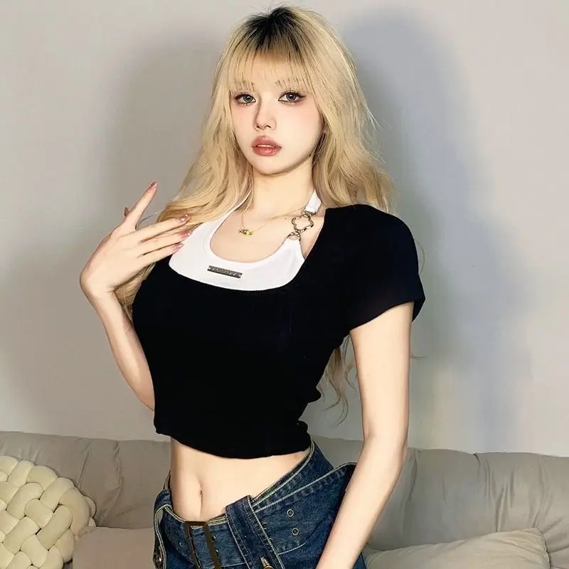 ÁO THUN NỮ ĐẸP CROPTOP PHỐI KHOEN CHẠY SỌC TETE8 2