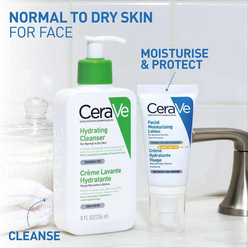 CeraVe AM Facial Moisturising Lotion SPF50 with Ceramides & Vitamin E for Normal to Dry Skin 52ml Lightweight Moisturizers Skincare Fragrance 5