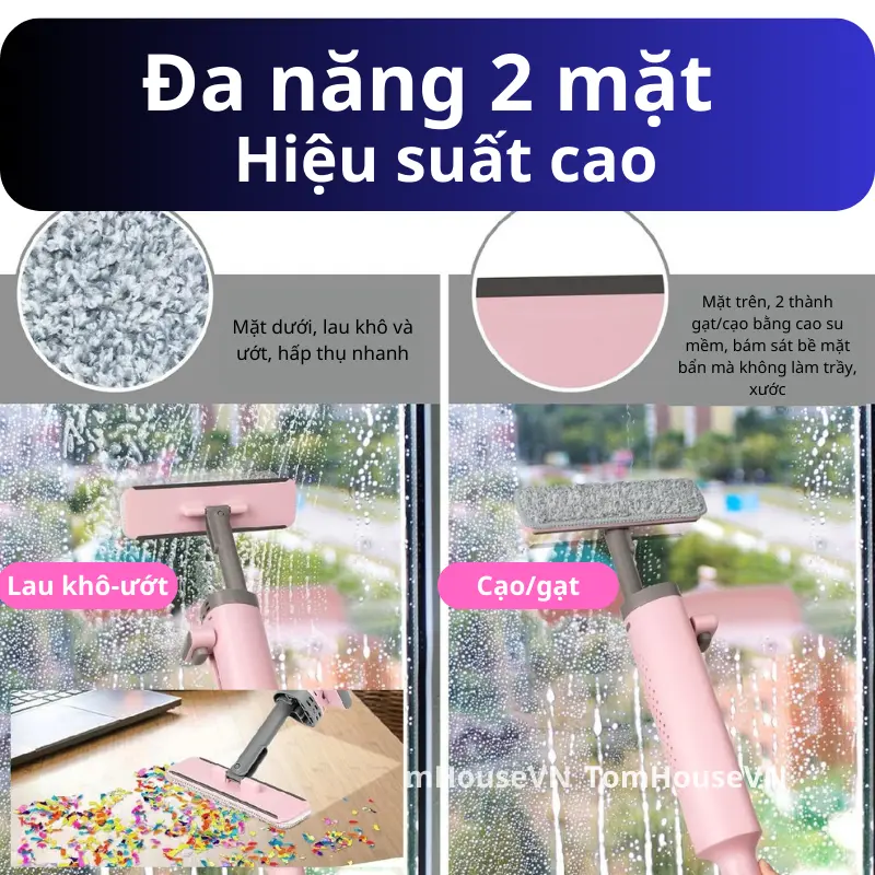 Cây Lau Nhà Tự Vắt Cầm Tay Phiên Bản Cao Cấp, Cây Lau Đa Năng Mini Lười Không Cần Giặt Tay Gấp Gọn 6