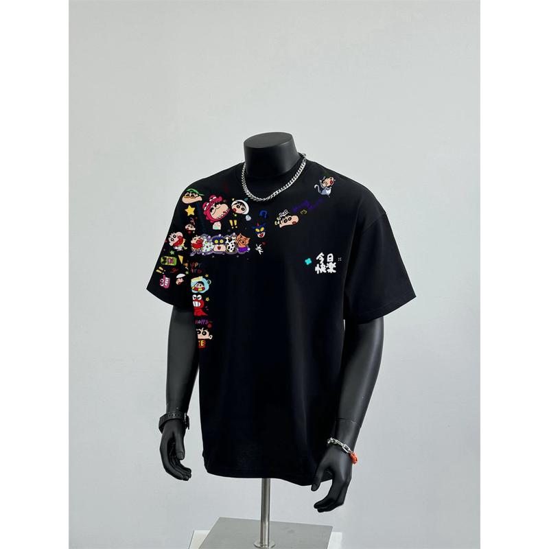 Áo Thun Cotton ngắn Tay In Hình Xu Hướng Thời Trang Mới, Thương Hiệu Hợp Xu Hướng Mùa Hè, Dễ Phối Đồ Dáng Rộng Rãi, Áo Cổ Tròn Thường Ngày 2
