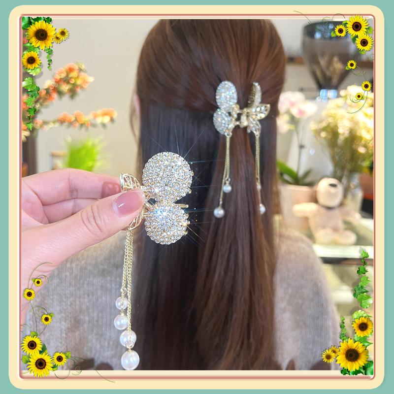 Kẹp Nửa Đầu Đính Đá Trắng Đỏ Phong Cách Hàn Quốc Dành Cho Nữ Women Cài Tóc