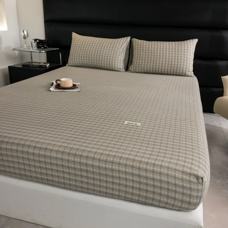 Bộ ga gối 3 món bọc đệm cotton đũi, ga giường đũi cotton kèm 2 vỏ gối chất liệu mềm mại 7