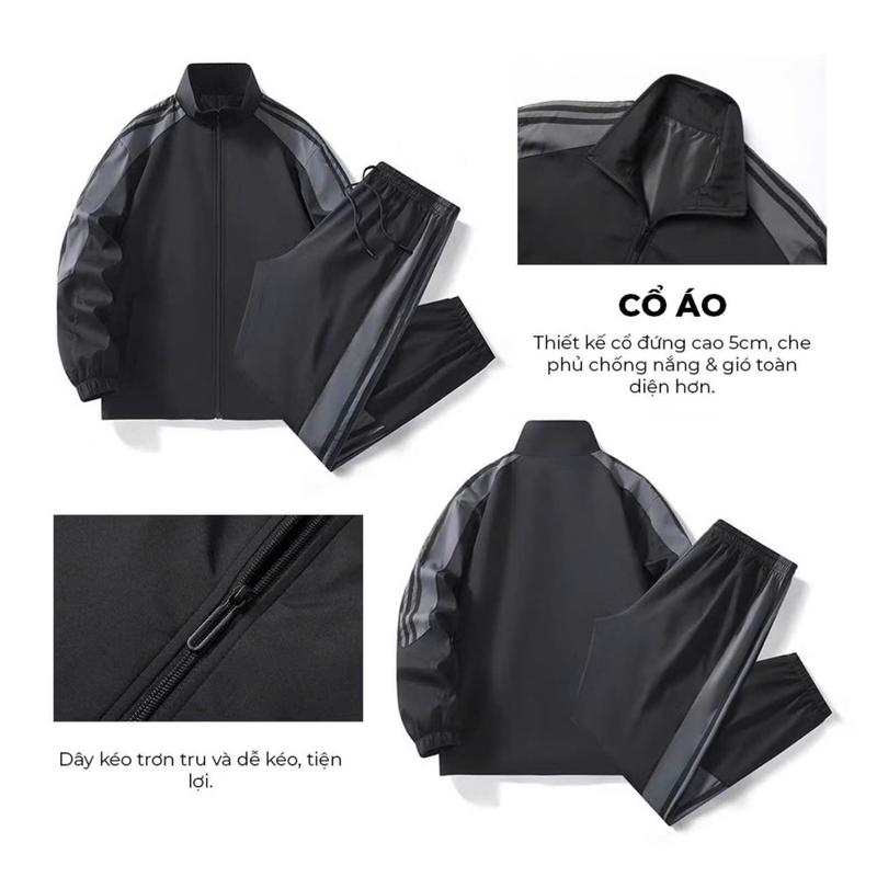 Product Introduction of Bộ Quần Áo Gió Thể Thao Nam Dài Tay Ba Sọc Thu Đông Chống Nước, Chống Bám Bẩn, Năng Động Trẻ Trung Sport Đồng Bi 16