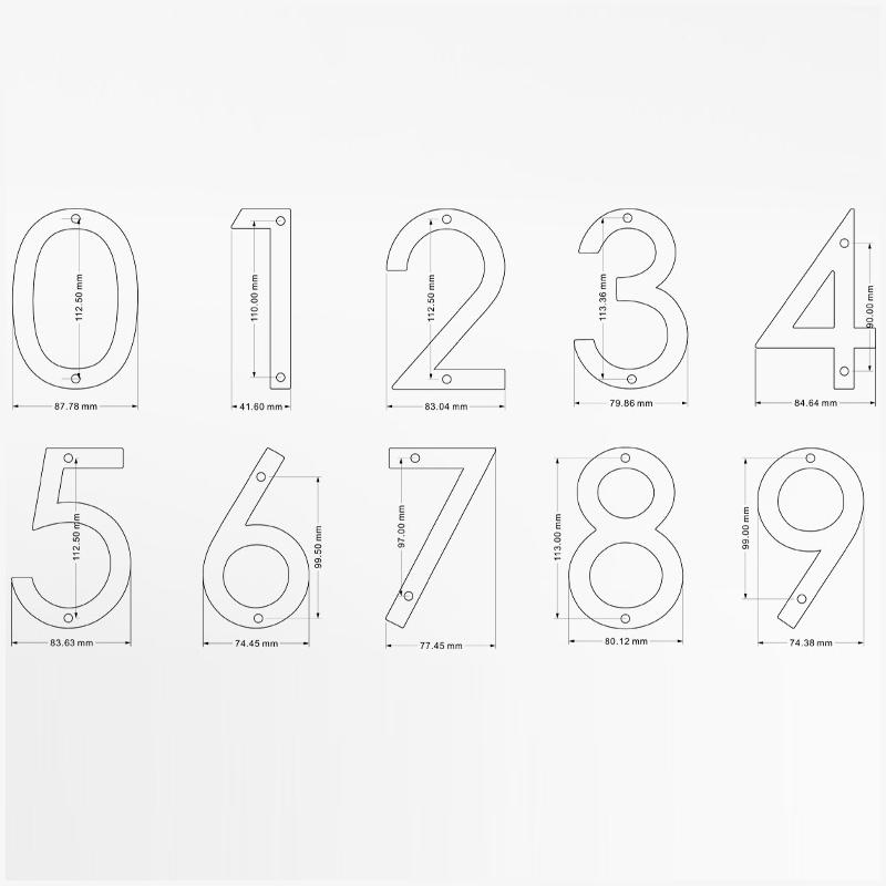 Product Introduction of Address Big Modern Door Alphabet Floating House Number Letters Sign #0-9 Black Numbers 125mm 5 in Home Outdoor 26