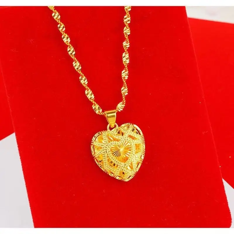 Vòng Cổ Mặt Dây Chuyền, Thời Trang, Phong Cách Văn Học, Chất Liệu Đồng Thau Mạ Vàng, Thiết Kế Trái Tim Rỗng Dễ Phối Đồ, Thiết Kế Đơn Giản, Giá Tốt, Phong Cách Sang Trọng, Thích Hợp Làm Quà Tặng Mẹ, Dây Chuyền Trang Sức Titan Jewelry Chain 3