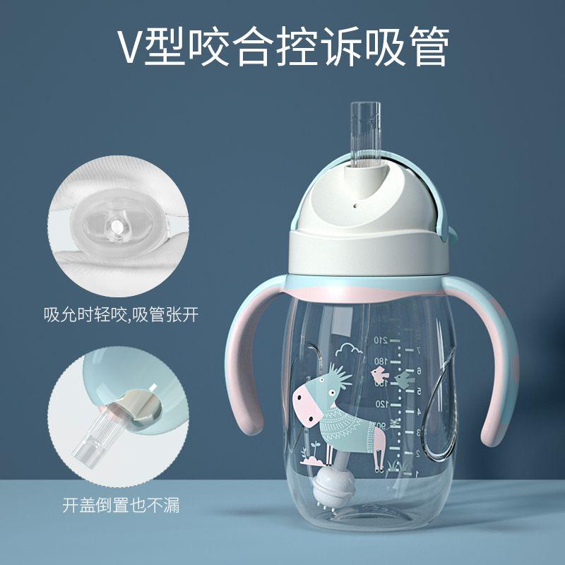 Bình Sữa Trẻ Sơ Sinh, Bình Sữa Cổ Rộng, Có Ống Hút, Tay Cầm, Chống Sốc, Làm Bằng Nhựa Pp, Thích Hợp Cho Bé, Cốc Uống Nước, Năm 2024 8