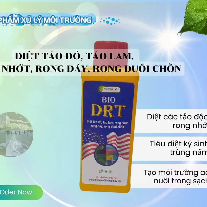 BIO DRT - DIỆT CÁC LOẠI TẢO ĐỘC, RONG NHỚT, HẠN CHẾ SỰ PHÁT TRIỂN CỦA TẢO CÓ HẠI TRONG AO NUÔI, TẠO MÔI TRƯỜNG AO TRONG SẠCH THUẬN LỢI CHO TÔM CÁ PHÁT TRIỂN