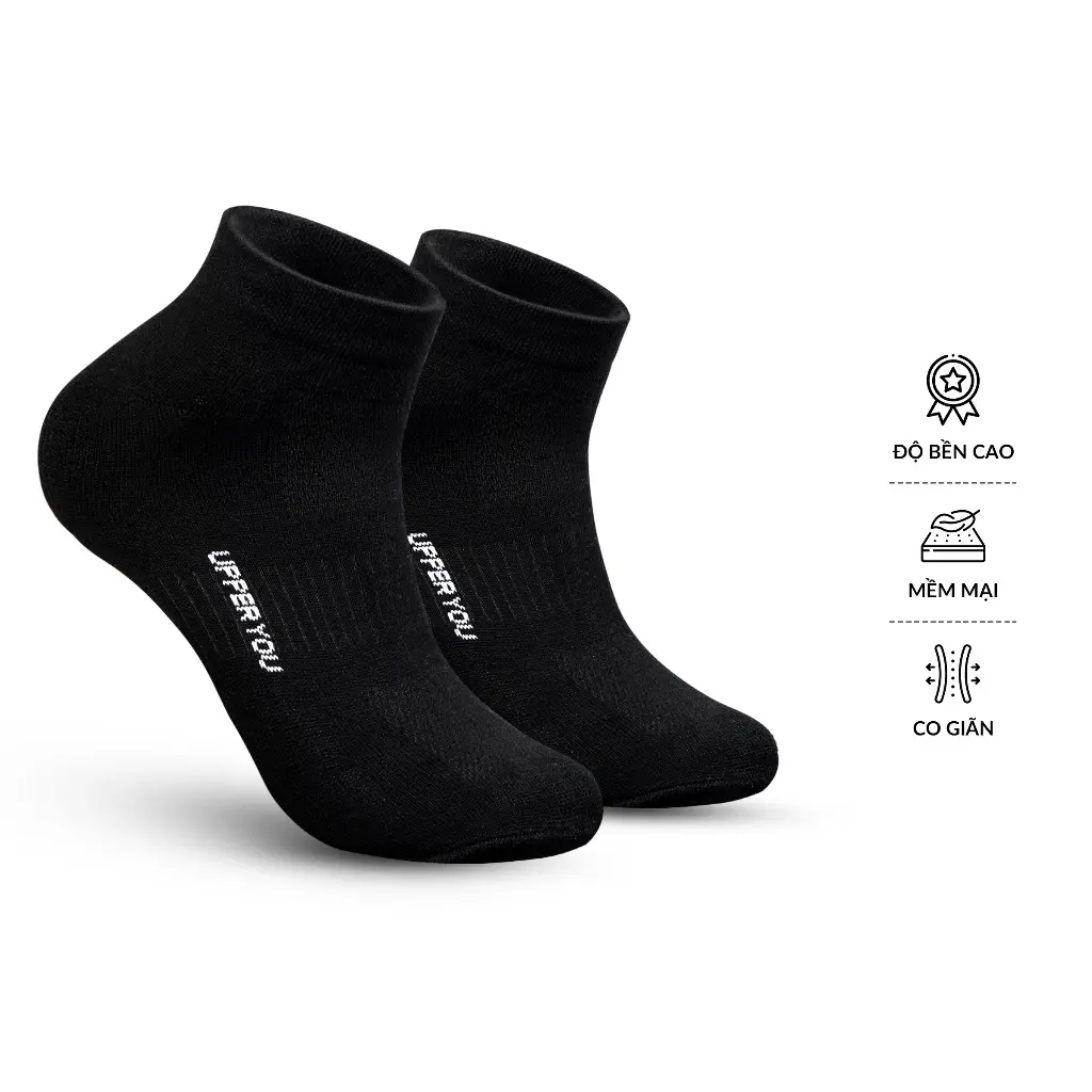 [Combo 5 đôi] Tất Bamboo sợi tre cổ ngắn Unisex thời trang cao cấp khử mùi hôi chân thấm hút dày dặn 2 màu đen trắng