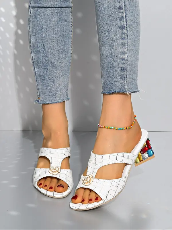 Women's Fashionable Patchwork Design High Heel Sandals, Casual Versatile Sandals for Summer, Lightweight Breathable Comfortable Shoes for Daily Wear, Girl 5