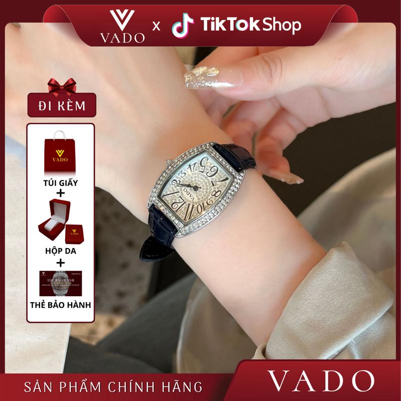 [VADO25] Đồng hồ nữ cổ điển mặt thoi, đính đá sang trọng, phong cách quý phái, hỗ trơ kháng nước -  DH1