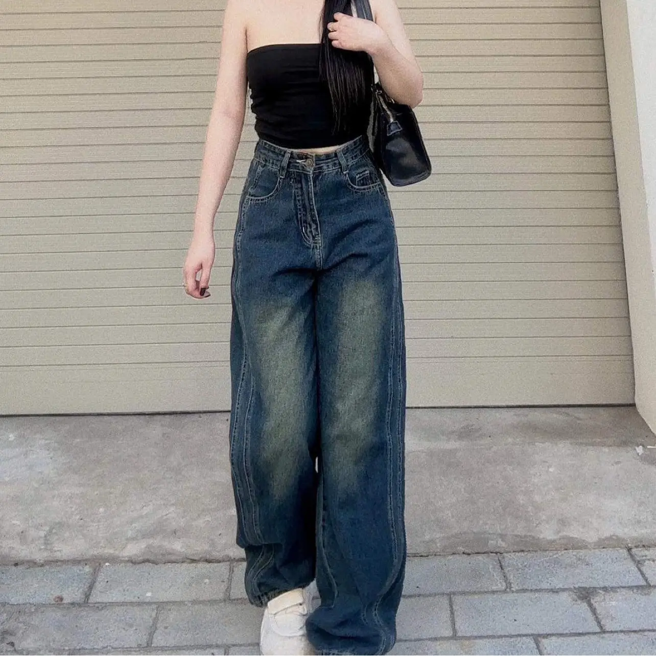 Quần jean Nữ ống rộng sọc line có Bigsize | BigBuy360 - bigbuy360.vn Quần jean Nữ ống rộng sọc line có Bigsize | BigBuy360 - bigbuy360.vn