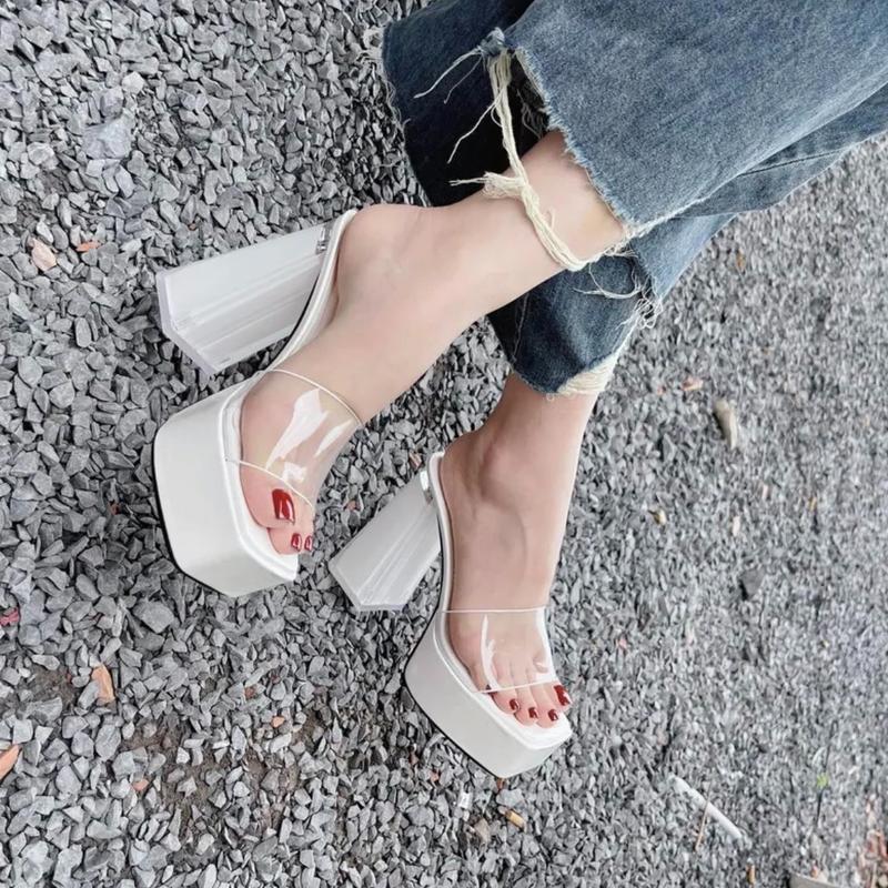 Dép Guốc nữ 12p -cao gót mũi vuông quay ngang trong mềm đúp trước 3cm.