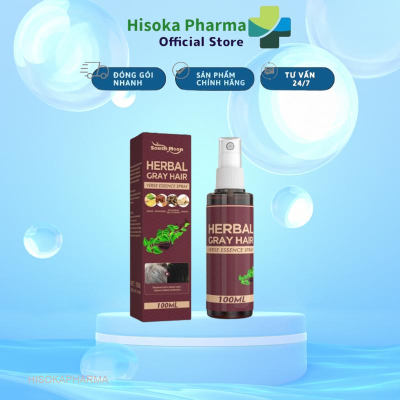 Xịt Dưỡng Đen Tóc Herbal - Tinh Chất Linh Chi Đen Tóc Herbal Gray Hair, Serum Phủ Bạc Đen Tóc 100ml