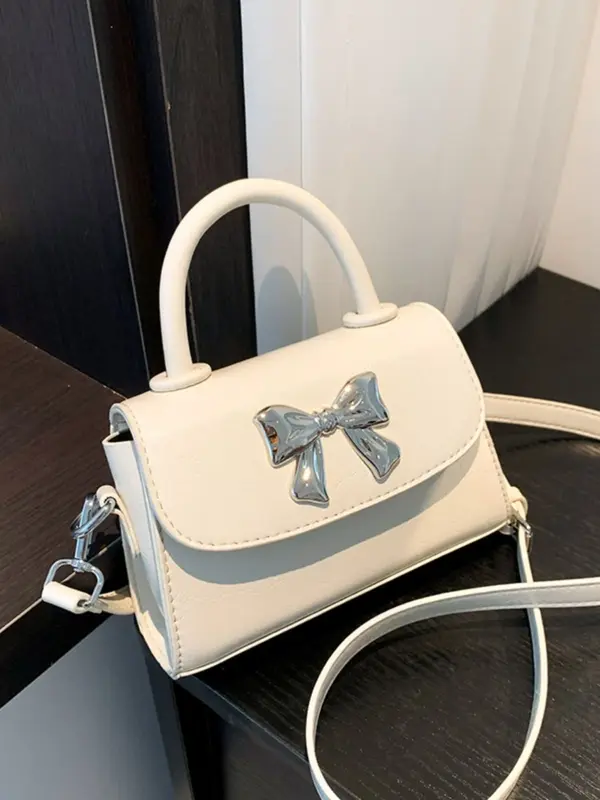 Túi mini nữ túi cầm tay đeo chéo dáng đẹp hoạ tiết nơ bạc đi chơi đi tiệc dễ thương BABUMAP - TDC013 3
