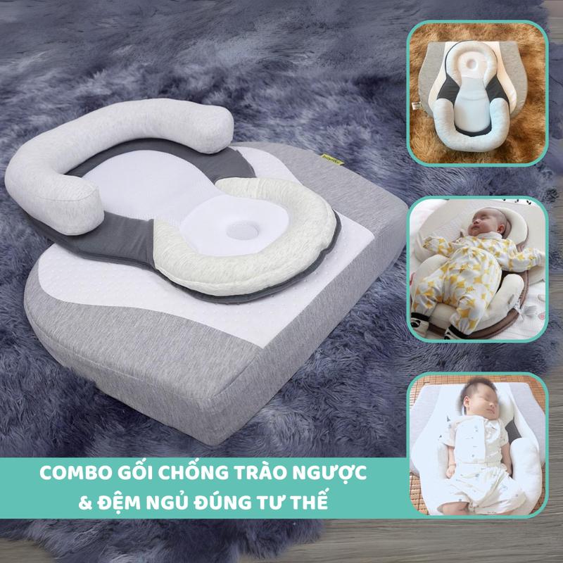 Combo Gối chống trào ngược Babymoov và đệm ngủ đúng tư thế JJOVCE Cho Bé
