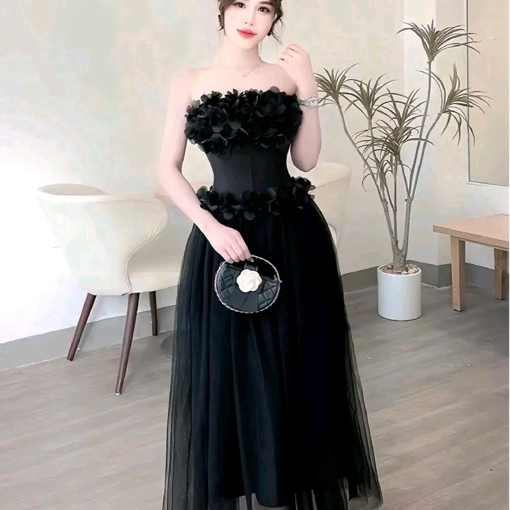 ️ Đầm Cúp Ngực kết Hoa phối voan [ cam kết y hình] ️722