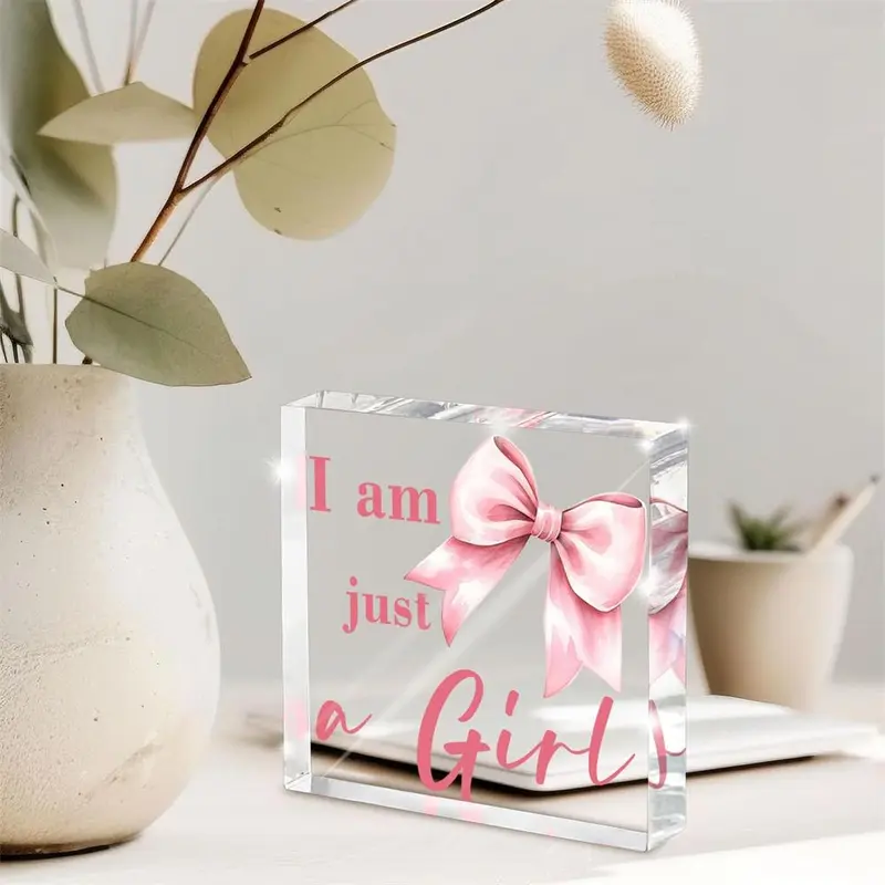 Pink Bow Decoration, Acrylic Plaque, Lovely College Style Things, Desk Accessories Decoration, Dormitory Room Decoration, Home Decor, Signs 3