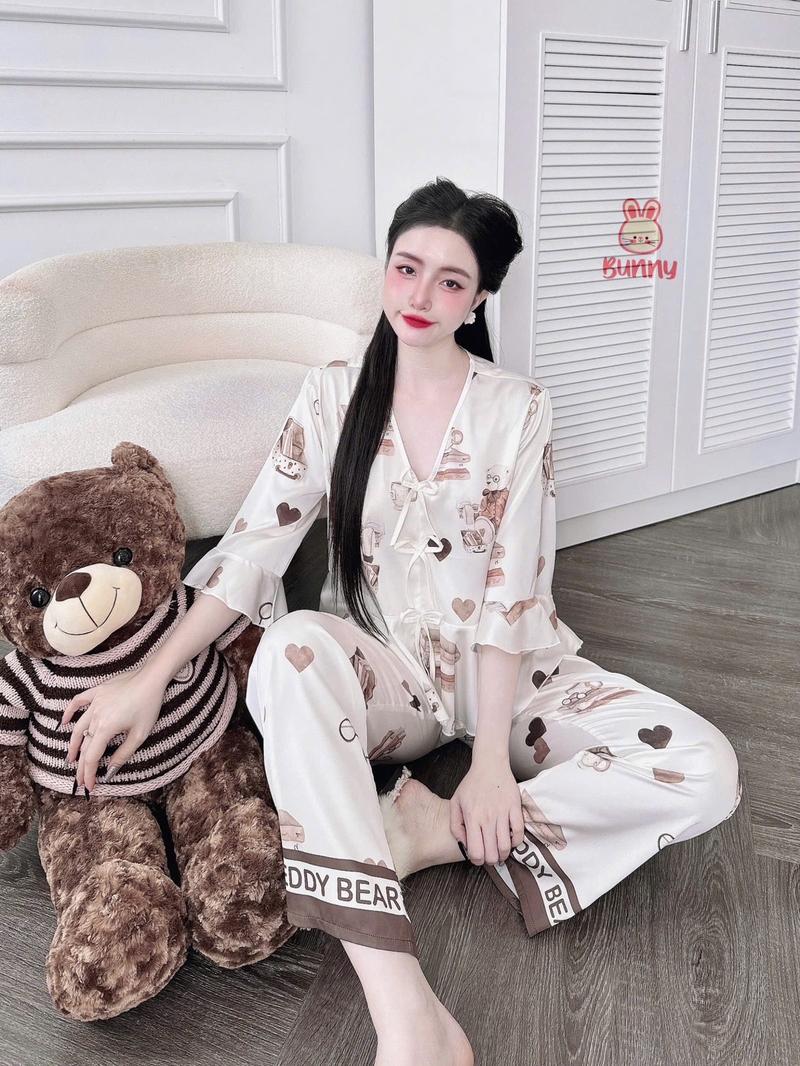 Product Introduction of Pyjama TNQD form babydoll - tay lỡ - chất liệu lụa latin - size <58kg Nữ 5