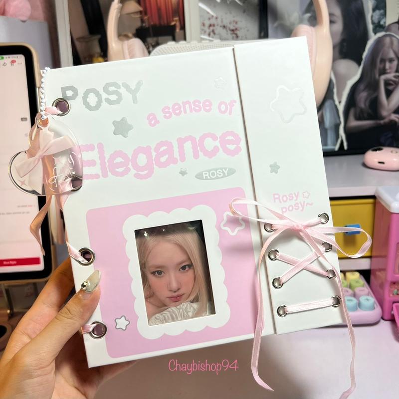 Binder Rosy Posy Cột Nơ dễ thương, kích thước A5 18x20cm, có sẵn 20 sheet đựng card