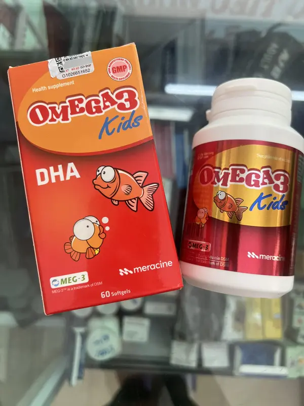 Viên dầu cá Omega 3 + DHA + EPA Kid cho bé Meracine hỗ trợ tăng cường thị lực, tim mạch và phát triển não bộ (Hộp 60 viên) - Nhà Thuốc Vân Anh TB 5