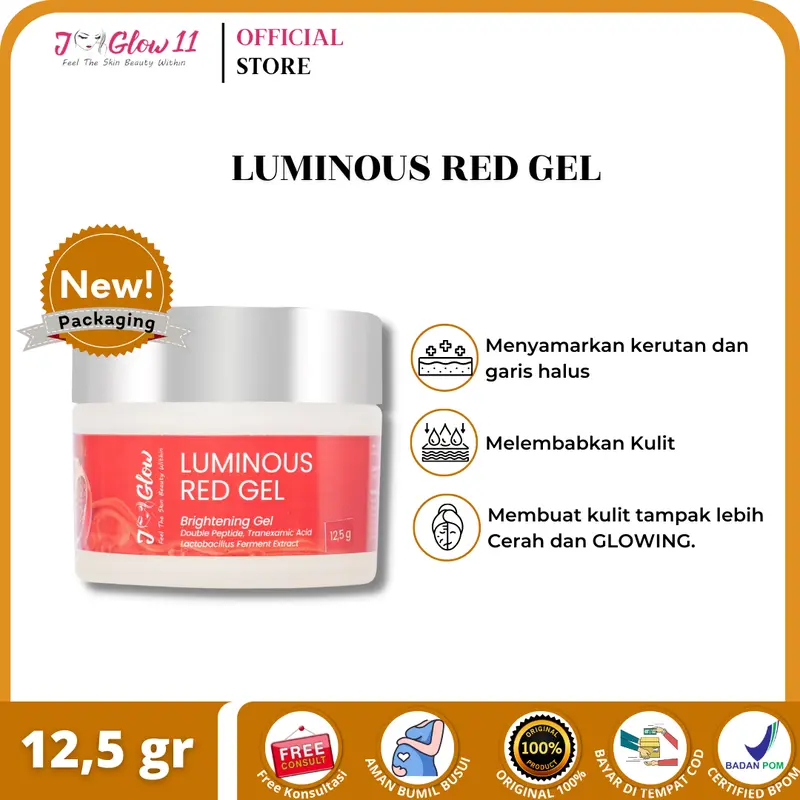 Jglow Skincare  Red Jelly Luminous Red Gel  Untuk Mencerahkan Melembabkan & Memudarkan Noda Hitam  Mengatasi Kulit Wajah Kusam Kering 2